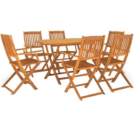 Outdoor-Tisch Set Tavolo Akazie Massiv 7-tlg mit Armlehne