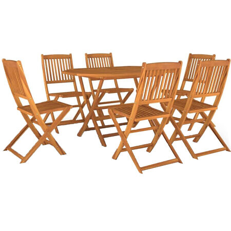 Outdoor-Tisch Set Tavolo Akazie Massiv 7-tlg ohne Armlehne