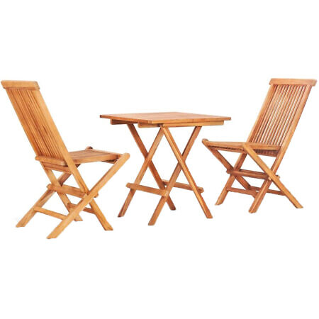 Outdoor-Tisch Set Tavolo Teak Massiv 3-tlg. ohne Armlehne