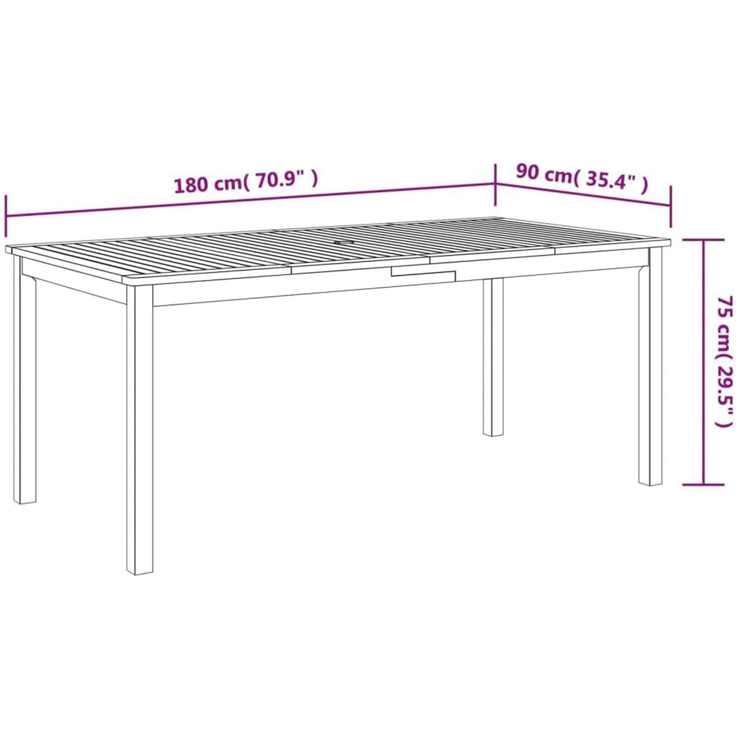 Outdoor-Tisch Tavolo Akazie Massiv 180x90x75cm – Bild 2
